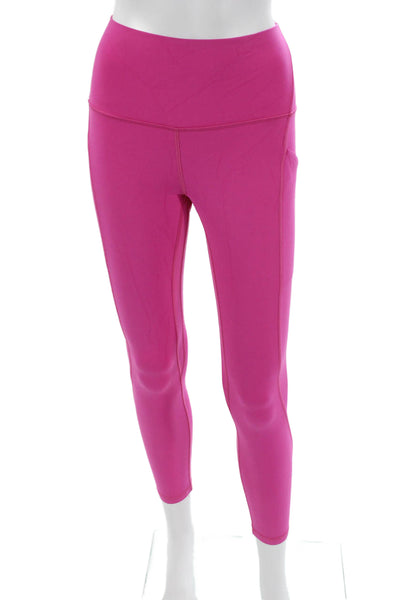 Lululemon Womens Ankle Leggings Pink Nylon Solid Pull On Size 6