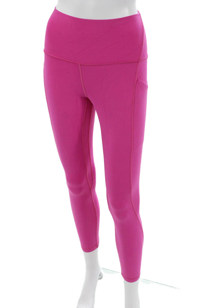 Lululemon Womens Ankle Leggings Pink Nylon Solid Pull On Size 6