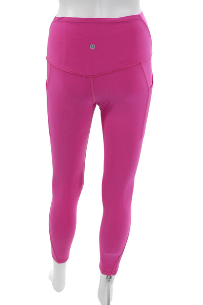 Lululemon Womens Ankle Leggings Pink Nylon Solid Pull On Size 6