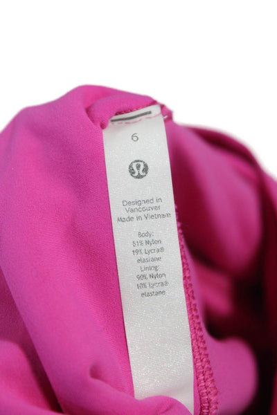 Lululemon Womens Ankle Leggings Pink Nylon Solid Pull On Size 6