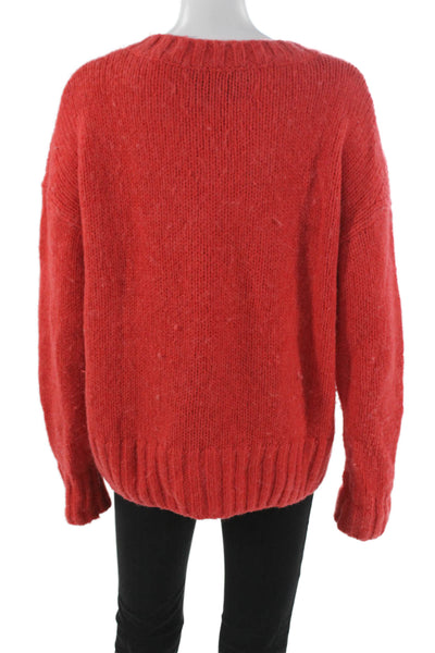 Re/Done Womens Pullover Wool V-Neck Red Sweater Long Sleeve Size S