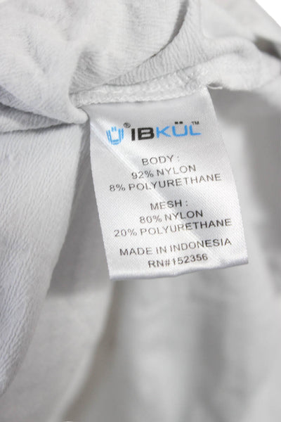 Ibkul Womens Basic White Nylon Long Sleeve Crew Neck T-Shirt Pullover Size L