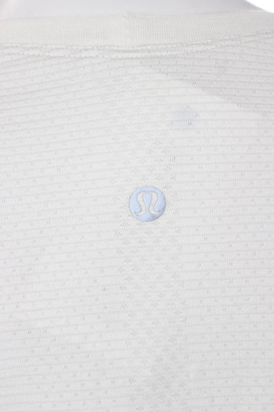 Lululemon Womens White Striped Crew Neck Long Sleeve Basic Tee Size 8