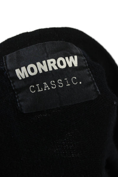 Monrow Women Pullover Sweatshirt Black Rayon Crew Neck Long Sleeve Size M