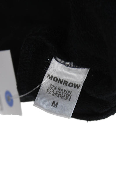 Monrow Women Pullover Sweatshirt Black Rayon Crew Neck Long Sleeve Size M