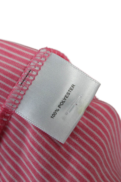 Peter Millar Mens Short Sleeve Collared Striped Knit Polo Shirt Pink Size Large