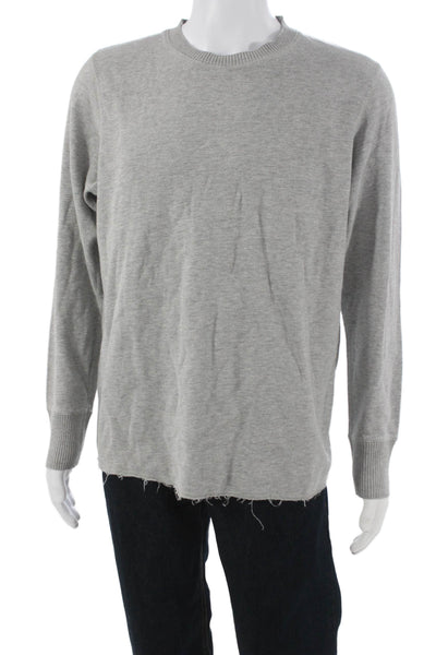 Relwen Mens Gray Cotton Pullover Crew Neck Long Sleeve Solid Size L