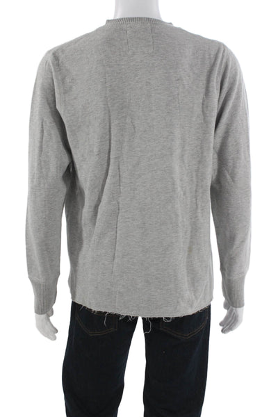 Relwen Mens Gray Cotton Pullover Crew Neck Long Sleeve Solid Size L