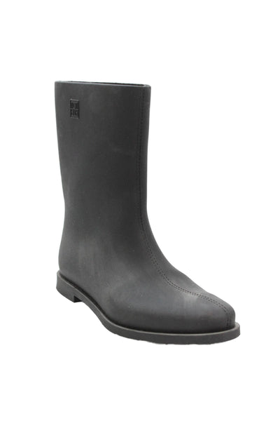 Toteme Womens Slip On Round Toe Logo Rubber Rain Boots Black Size 39