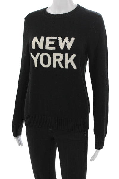 Ellsworth & Ivey Womens Pullover Sweater Black Crew Neck Size S