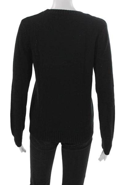 Ellsworth & Ivey Womens Pullover Sweater Black Crew Neck Size S