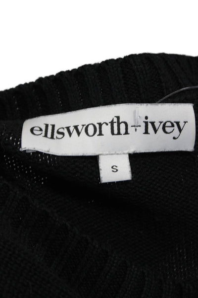 Ellsworth & Ivey Womens Pullover Sweater Black Crew Neck Size S
