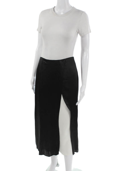 Zara Women Straight Pencil Midi Skirt Black Acetate Zip Size S