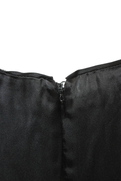 Zara Women Straight Pencil Midi Skirt Black Acetate Zip Size S