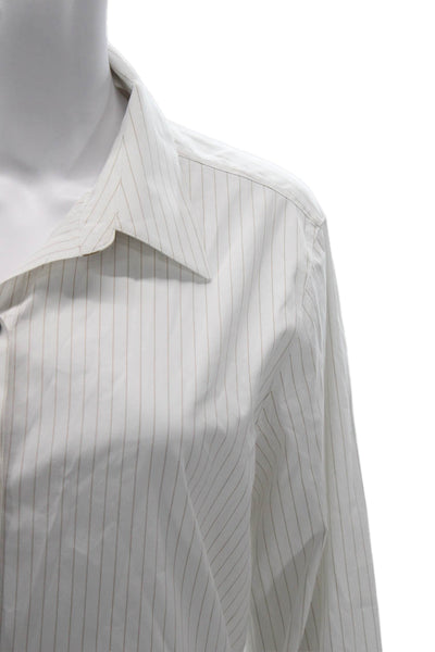 Lafayette 148 New York Women Striped Tunic Button Up Long Sleeve Size XL