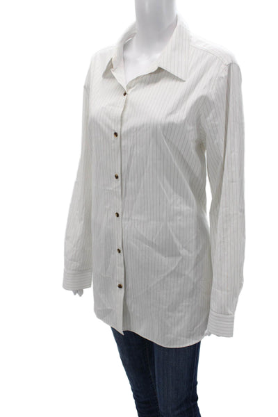 Lafayette 148 New York Women Striped Tunic Button Up Long Sleeve Size XL