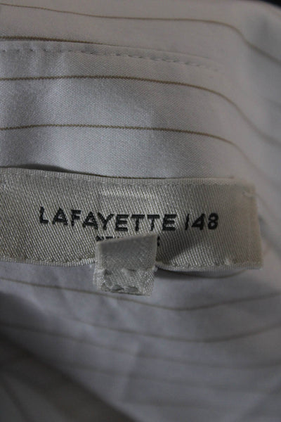 Lafayette 148 New York Women Striped Tunic Button Up Long Sleeve Size XL