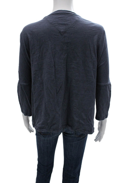 Mersea Womens Basic Cotton Boat Neck 3/4 Sleeve T-Shirt Blue Size S