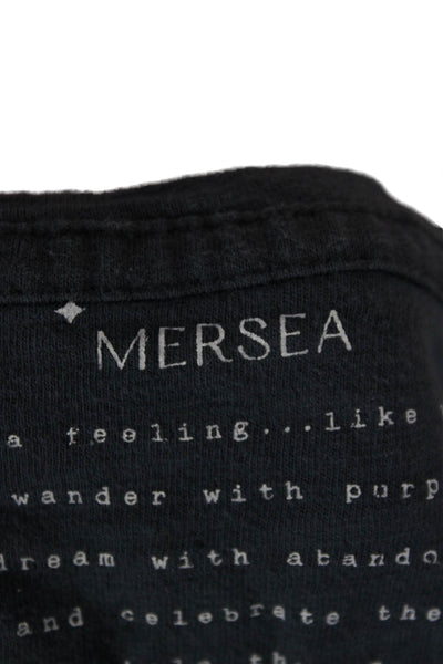 Mersea Womens Basic Cotton Boat Neck 3/4 Sleeve T-Shirt Blue Size S