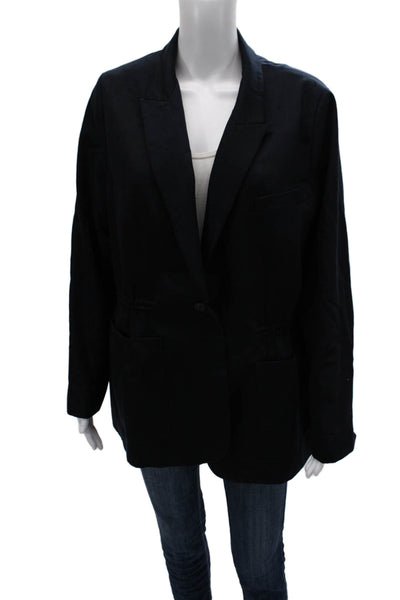MM. La Fleur Womens Tencel Blue Blazer Button Long Sleeve Size 16