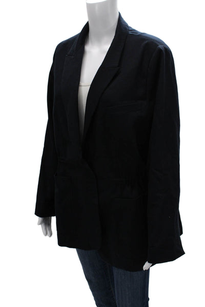 MM. La Fleur Womens Tencel Blue Blazer Button Long Sleeve Size 16