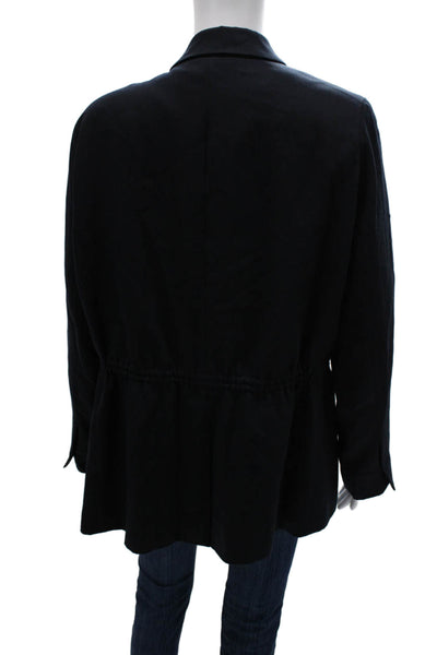MM. La Fleur Womens Tencel Blue Blazer Button Long Sleeve Size 16