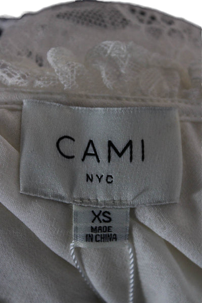 Cami NYC Womens White Polyester Round Neck Button Long Sleeve Blouse Size XS