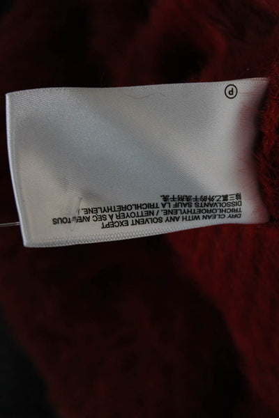 Helmut Lang Womens Pullover Red Nylon Short Sleeve Round Neck Size 2XS