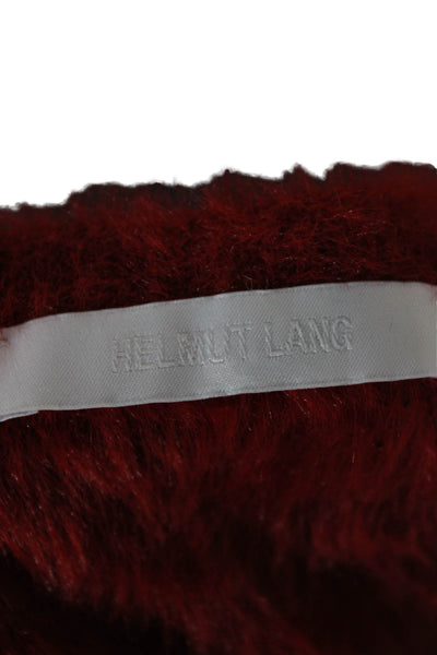 Helmut Lang Womens Pullover Red Nylon Short Sleeve Round Neck Size 2XS
