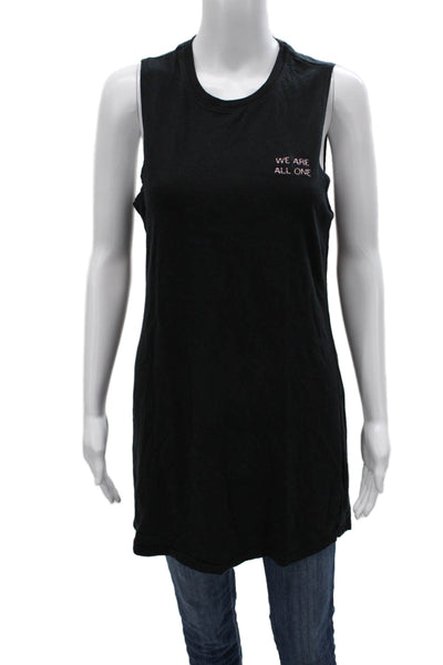 Spiritual Gangster Women Black Cotton Sleeveless Tank Top Size S