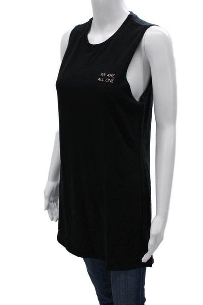 Spiritual Gangster Women Black Cotton Sleeveless Tank Top Size S
