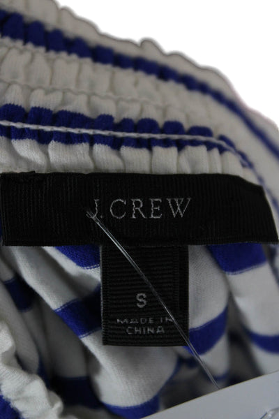 J Crew Womens Blue Striped Cotton Square Neck Short Sleeve Blouse Size S