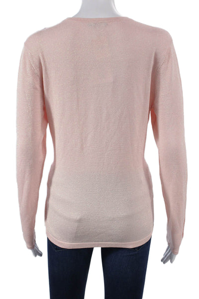 J. Mclaughlin Women Pink Rayon Crew Neck Pullover Long Sleeve Solid Size M