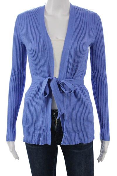 J. Mclaughlin Womens Cardigan Blue Cotton V Neck Long Sleeve Solid Size S