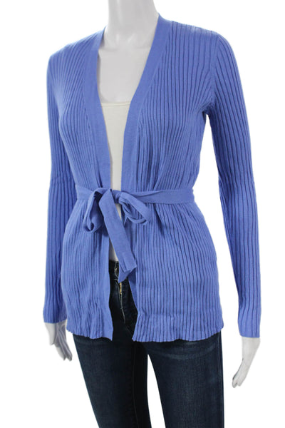 J. Mclaughlin Womens Cardigan Blue Cotton V Neck Long Sleeve Solid Size S