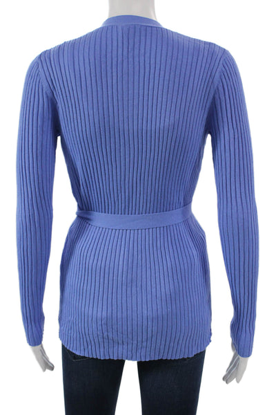 J. Mclaughlin Womens Cardigan Blue Cotton V Neck Long Sleeve Solid Size S