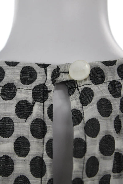 Diane Ness Women Black Polka Dot Shift Dress Cotton Sleeveless Button Size M