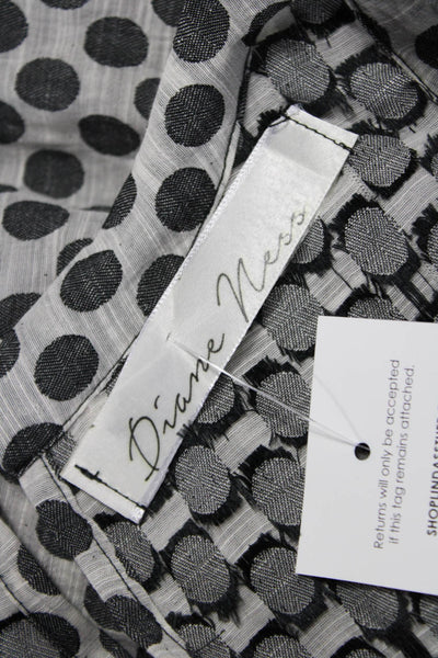 Diane Ness Women Black Polka Dot Shift Dress Cotton Sleeveless Button Size M
