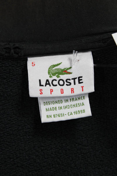 Lacoste Unisex Adults Full Zip Hoodie Black Cotton V-Neck Long Sleeve Size 5