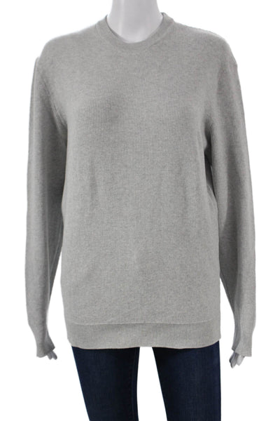 Zara Unisex Adults Gray Cotton Crew Neck Pullover Sweater Long Sleeve Size M