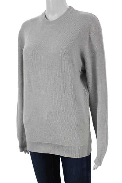 Zara Unisex Adults Gray Cotton Crew Neck Pullover Sweater Long Sleeve Size M
