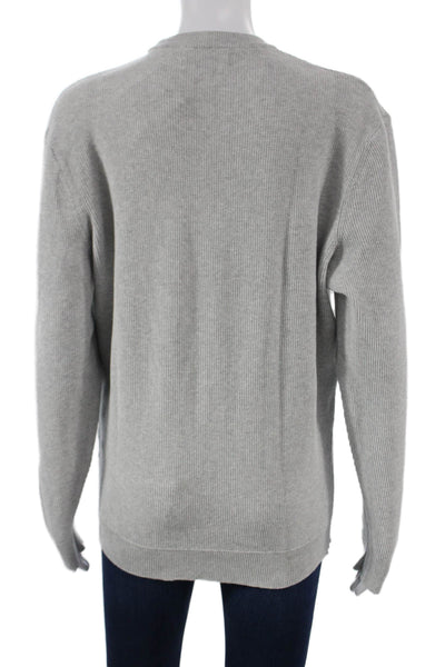 Zara Unisex Adults Gray Cotton Crew Neck Pullover Sweater Long Sleeve Size M