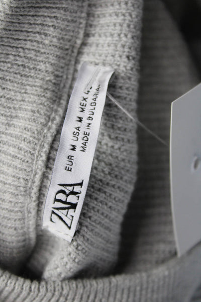 Zara Unisex Adults Gray Cotton Crew Neck Pullover Sweater Long Sleeve Size M