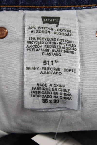 Levis Mens Skinny Jeans Blue Mid Rise 30 Inseam Cotton Blend Size 36