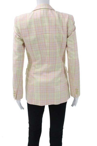 Escada Women Multicolor Plaid Silk Blend Blazer Button Long Sleeve Size 34