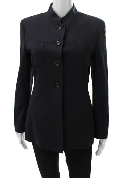 Rene Lezard Women Basic Wool Jacket Black Button Long Sleeve Size S