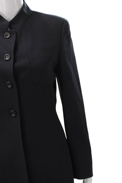 Rene Lezard Women Basic Wool Jacket Black Button Long Sleeve Size S