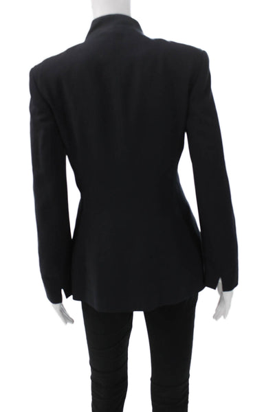 Rene Lezard Women Basic Wool Jacket Black Button Long Sleeve Size S