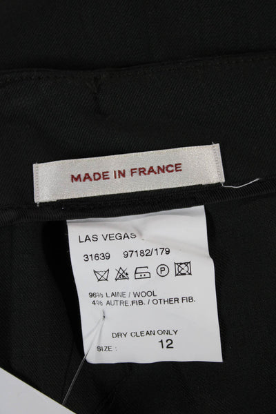 Bernard Zins Women Dress Pants Black Wool Zip Size 12