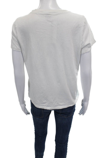Madewell Women White Cotton Basic T-Shirt Crew Neck Short Sleeve Size M